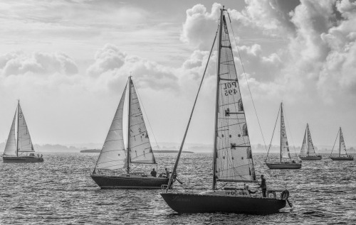 Sailing boats on a lake.